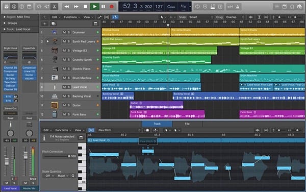 Screen shot of Apple Logic Pro X Mix Window