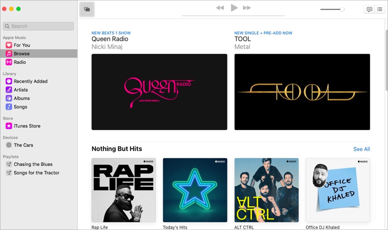 Browse the Apple Music catalog from within the Music app.