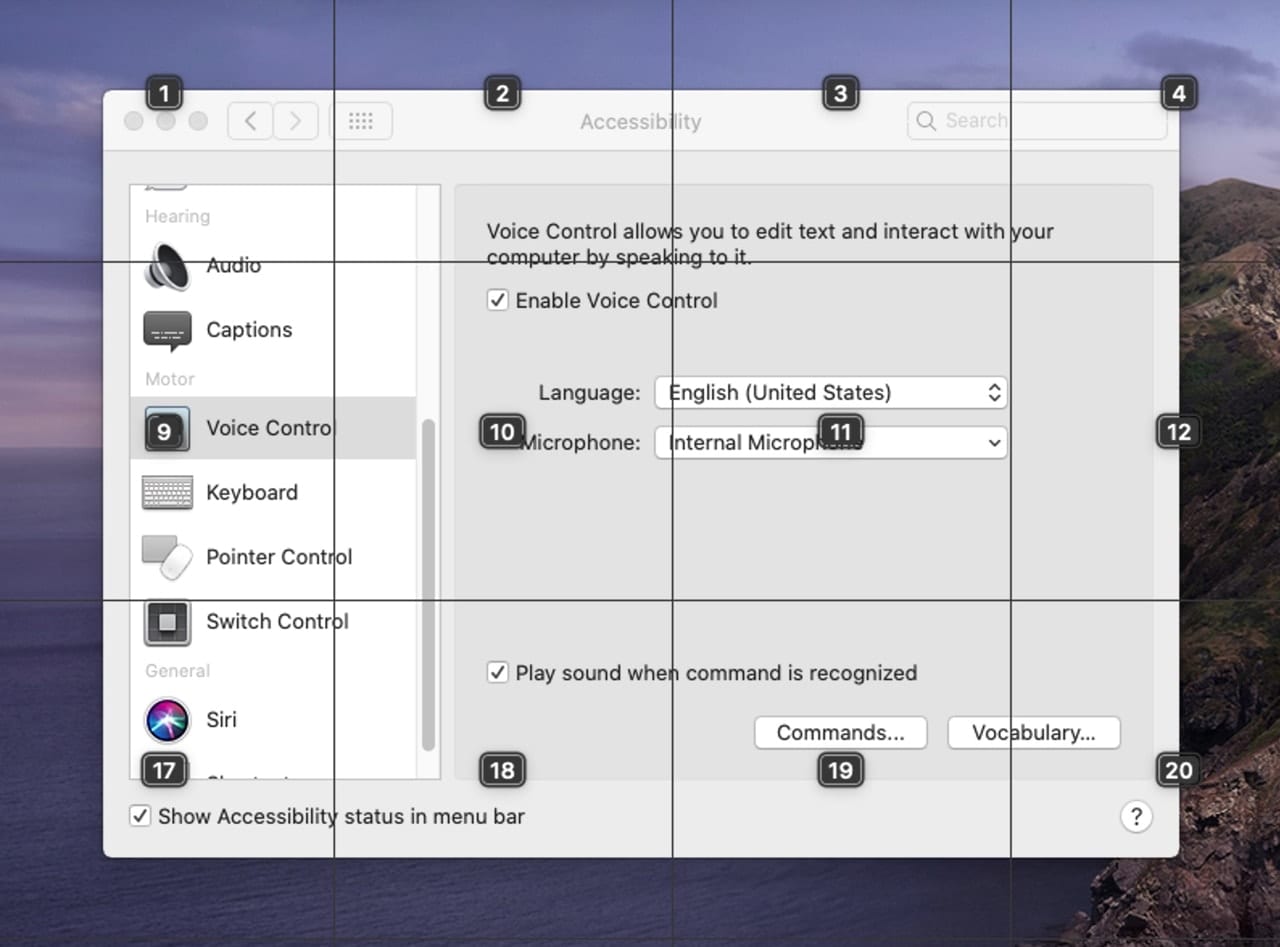 Divide the screen up into numbered grids.