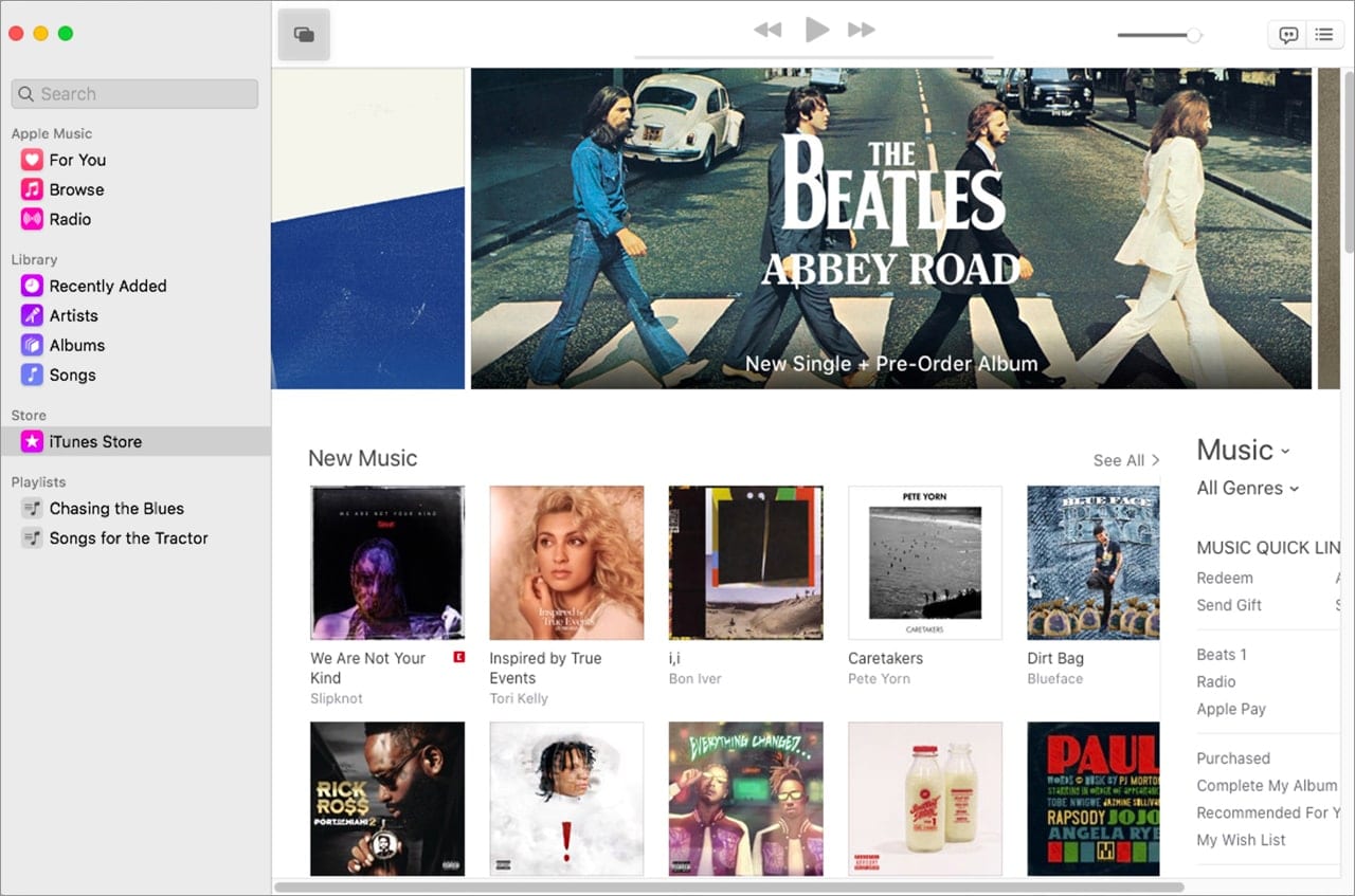 The iTunes store accessed from the Music app.