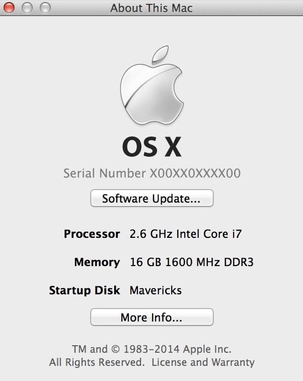 About This Mac on an older version of Mac OS X