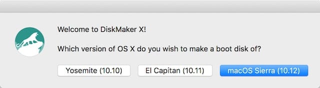 The main DiskMaker X 6 dialog