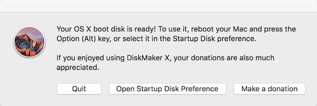 The bootable macOS Sierra disk is ready!