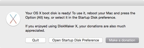 Disk Maker X finish window