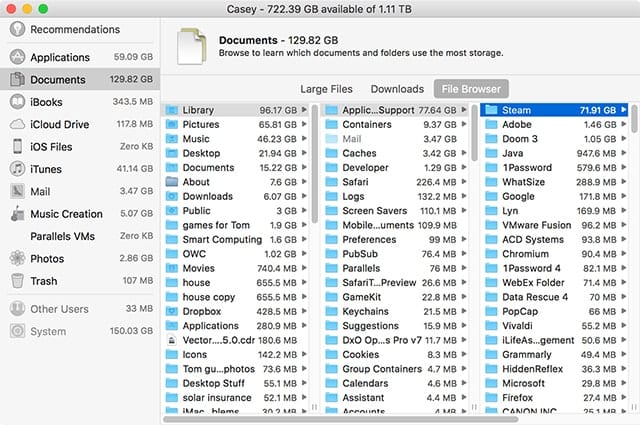 Using the Managed Storage feature of OS X Sierra, I found over 70 GB of cache files used by an app I haven't used in quite a while.