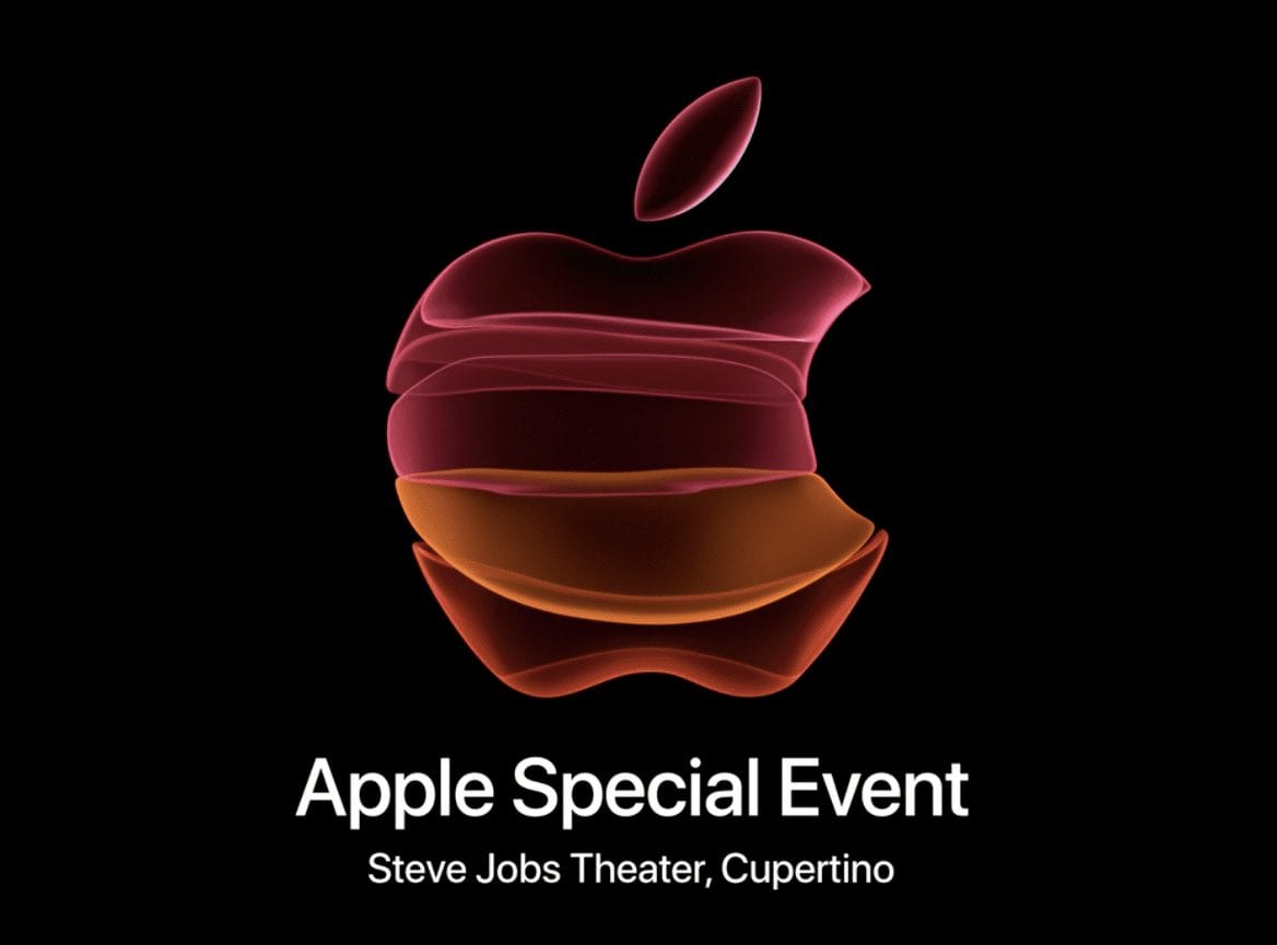 Glowing translucent Apple logo shown prior to the beginning of the Apple Special Event on September 10, 2019
