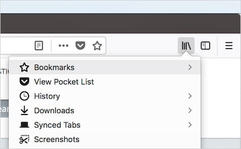 The Firefox button for bookmarks, history and more