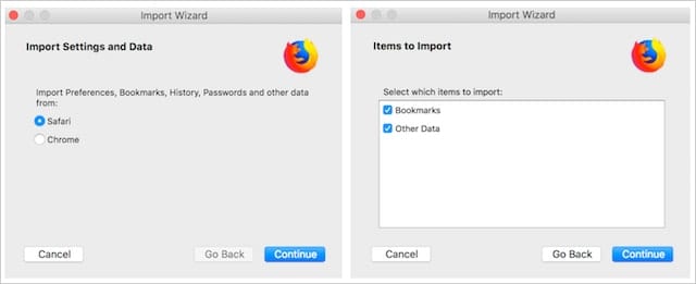 The Firefox Import Bookmarks Wizard