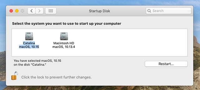 Startup Disk preference pane.