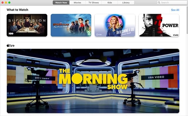 Apple TV App's Watch Now tab