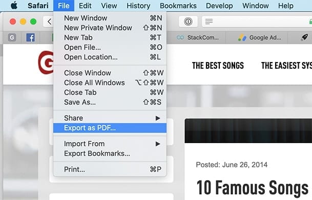 Export as PDF in macOS Catalina now saves all of a web page, not just the part you can see