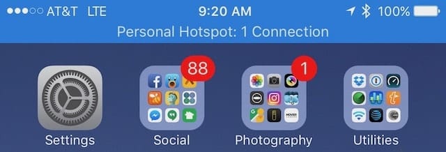 This iPhone is being used as a Personal Hotspot