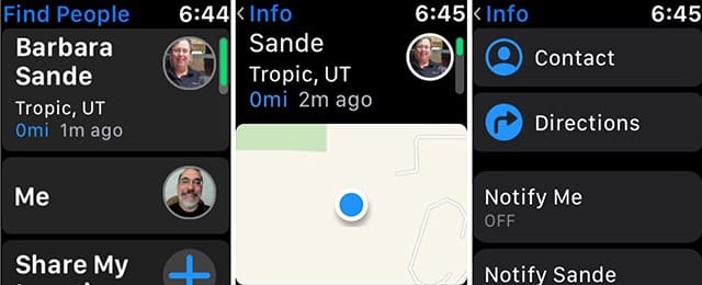 Find, contact, or get directions to your friends from the Watch.