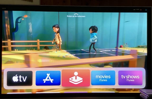 On your TV, you'll see the joystick button for Apple Arcade in the middle of the big screen