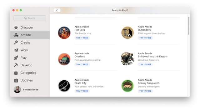 Apple Arcade as it appears in macOS Catalina's App Store