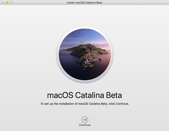 Screenshot of macOS Catalina installer window