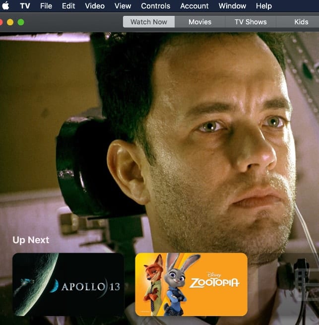 Screenshot of Catalina TV App with image of Tom Hanks