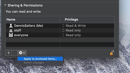 Screenshot of Mac Sharing & Permissions