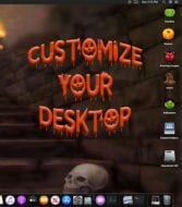 Screenshot of halloween mac desktop saying "customize your desktop"