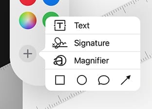 Screenshot of iPadOS 13 Markup Toolbar Plus + sign