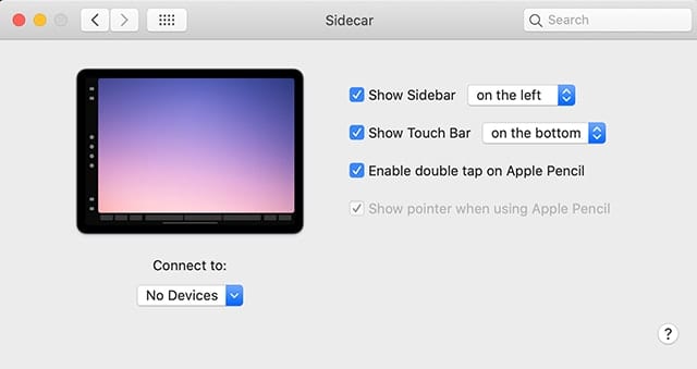 Sidecar preference pane.