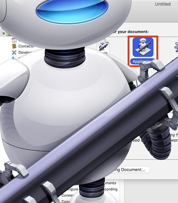 macOS Automator icon with Automator Application selector