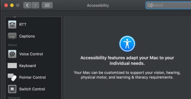 Accessibility Preference Pane