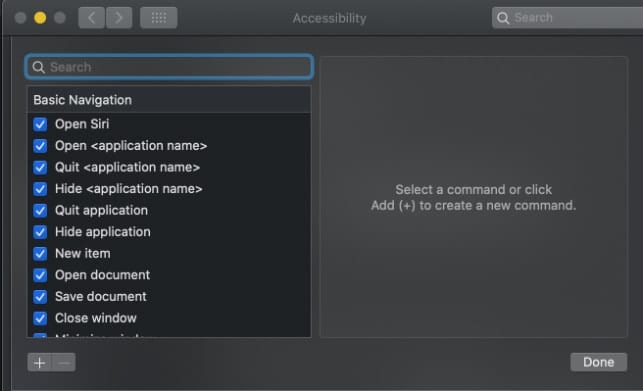 Voice control basic navigation