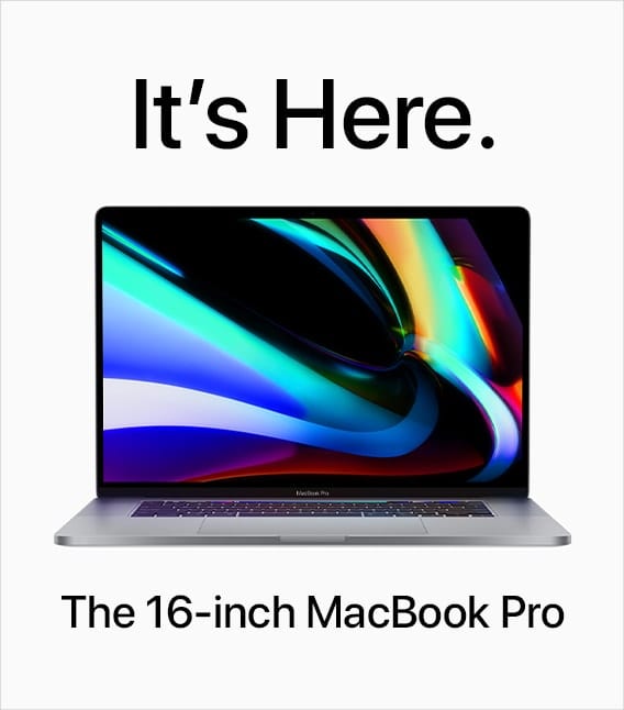 16-inch MacBook Pro sayong "It's Here."