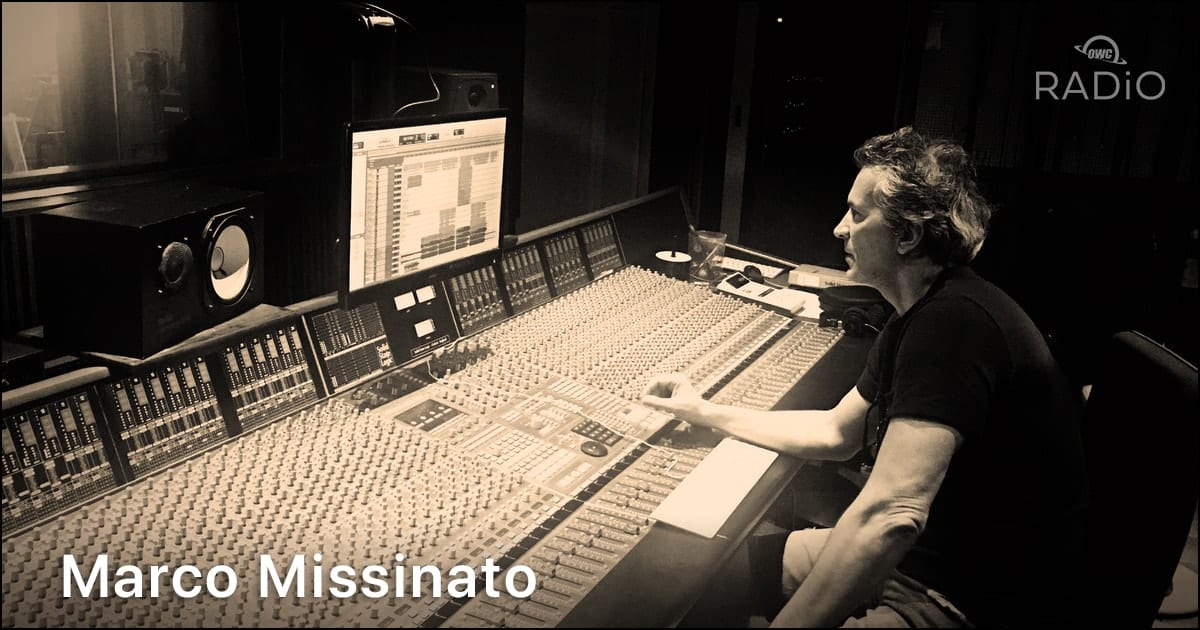 Marco Missinato sitting at a recording console