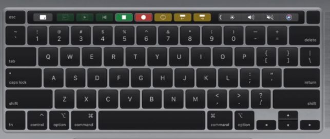 Screenshot of mac keyboard with touch bar