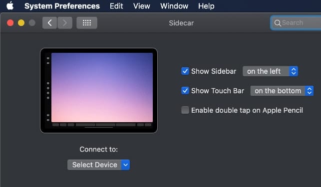 macOS Sidecar System Preference pane