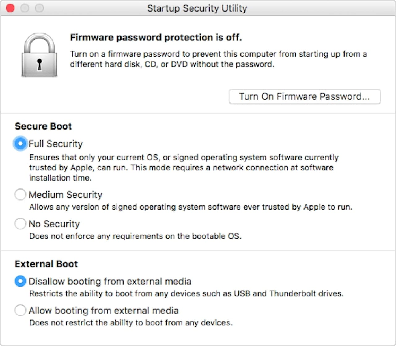 Startup Security Utility.