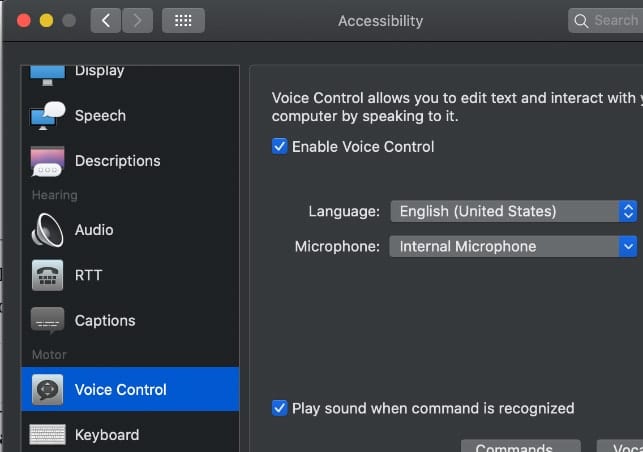 Voice Control Preferences