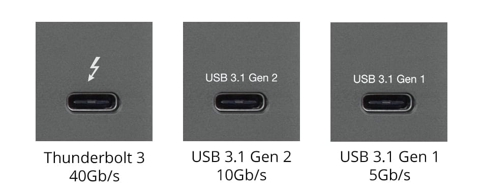 USB-C and Thunderbolt 3 ports.