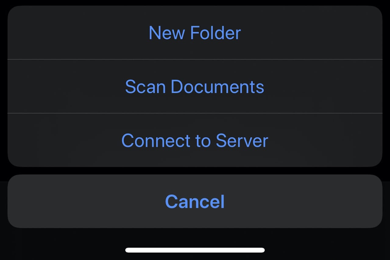 You can create a new folder in which to save documents, scan them, or connect to a server.