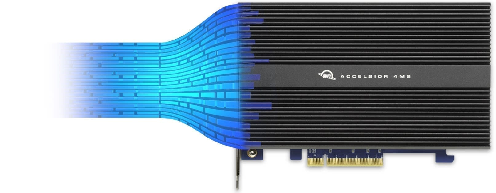 OWC Accelsior 4M2 SSD showing fast lanes of traffic