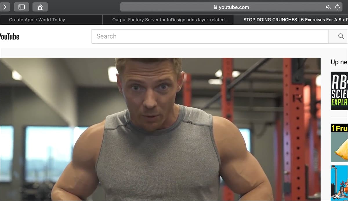 Screenshot of youtube showing safari tabs for muting