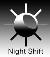 Mac night Shift Logo with text saying "Night Shift"