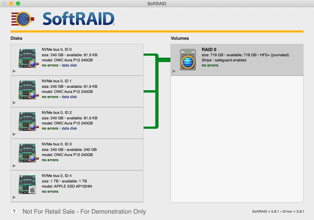 SoftRAID no errors RAID 0