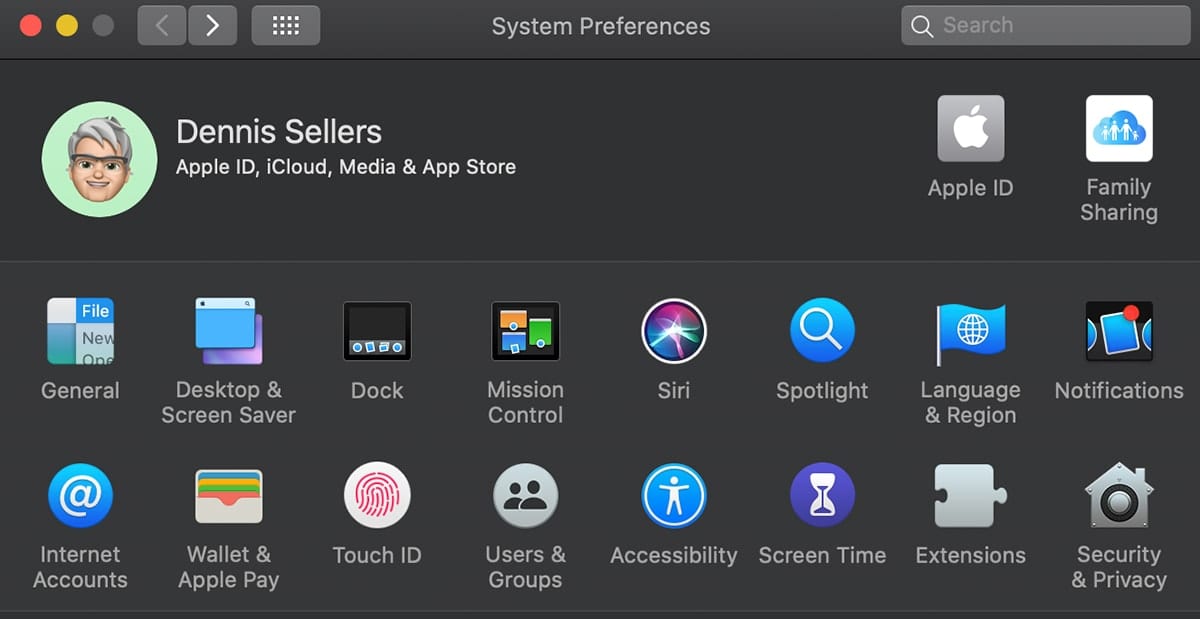 Mac family sharing system preferences