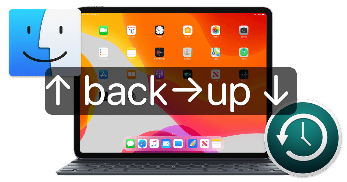 iPad Pro with Finder and Time machine Icons