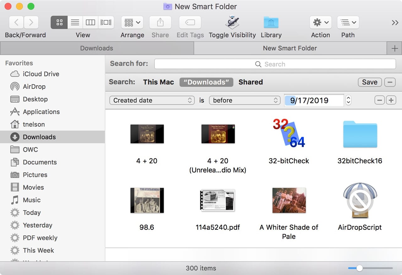 Forgotten downloads can be found with a Smart Folder.