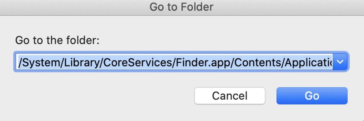 Paste the path text in Step 2 into the Go to Folder edit field, then click Go or press Return