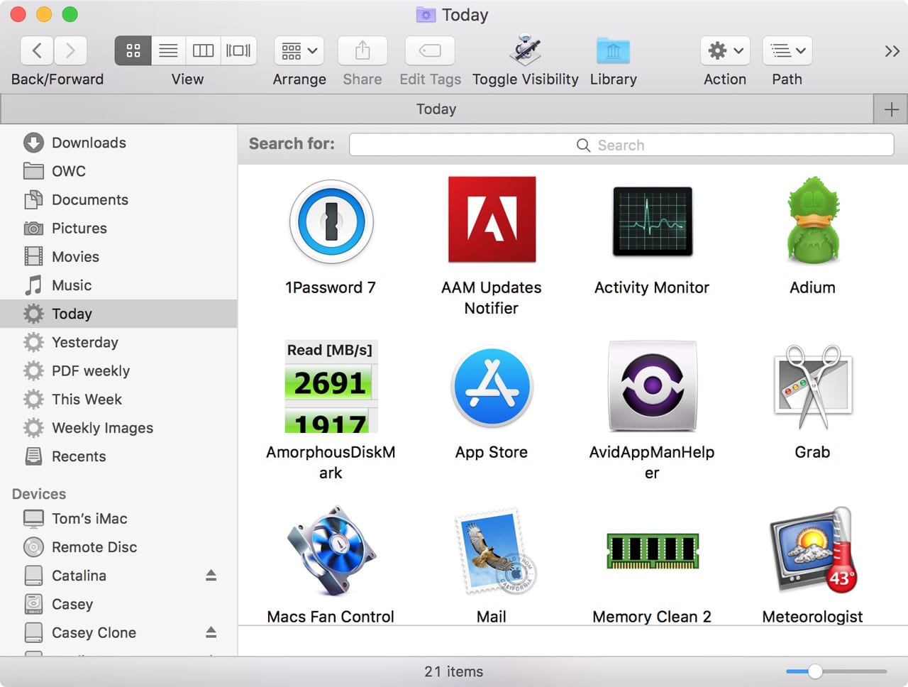 Smart Folders in the Finder's sidebar.