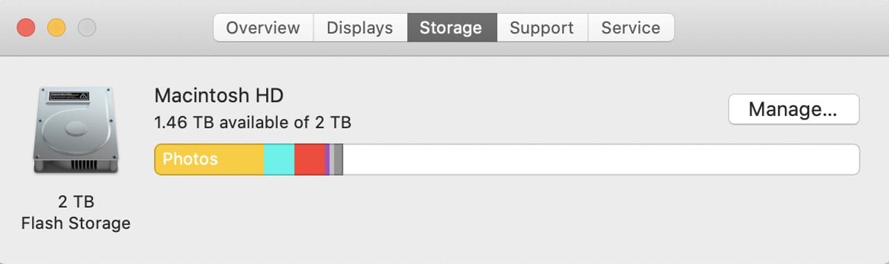Determining the internal storage capacity of a Mac