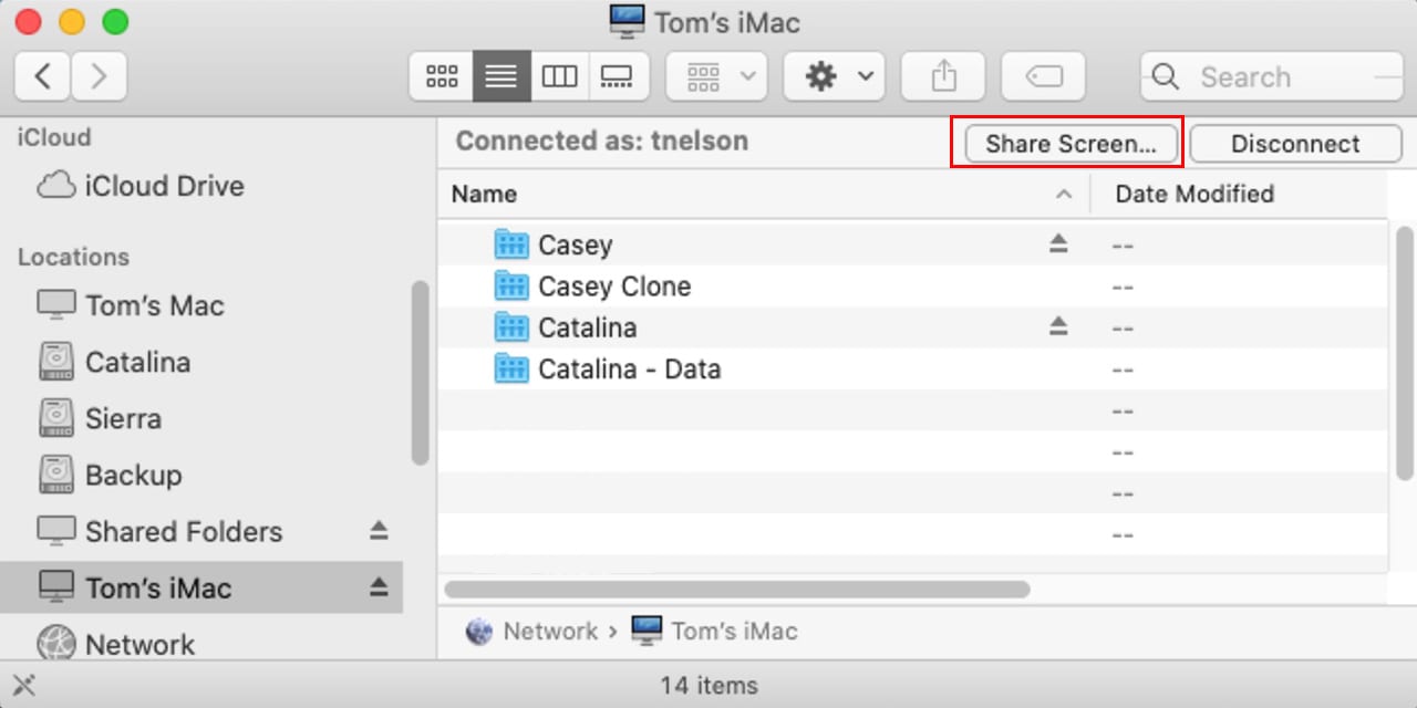 Finder sidebar with remote Mac selected.