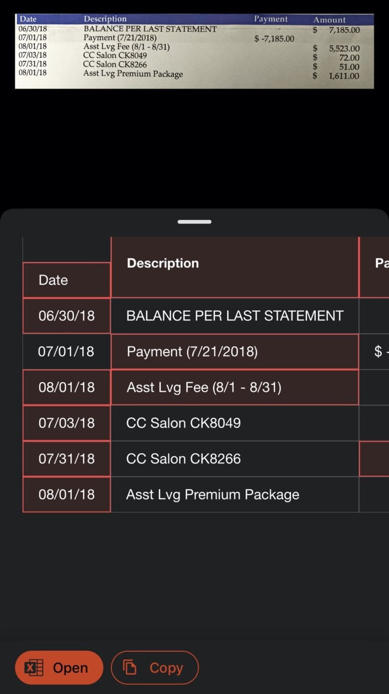 Take an image of any table and it's converted into a spreadsheet