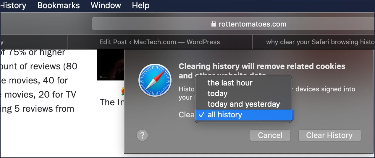 browsing history in safari mac