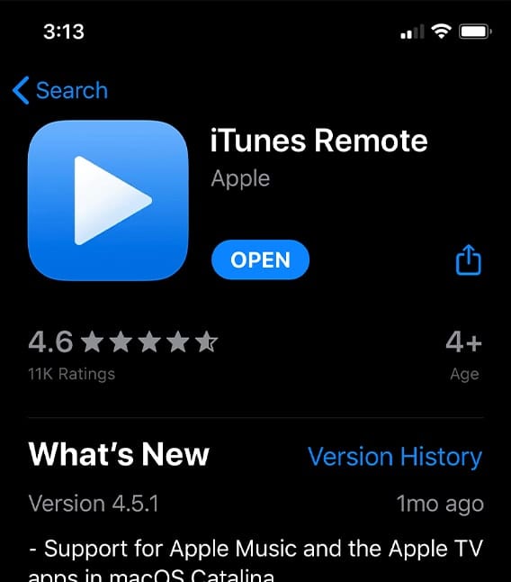 iTunes remote in app store